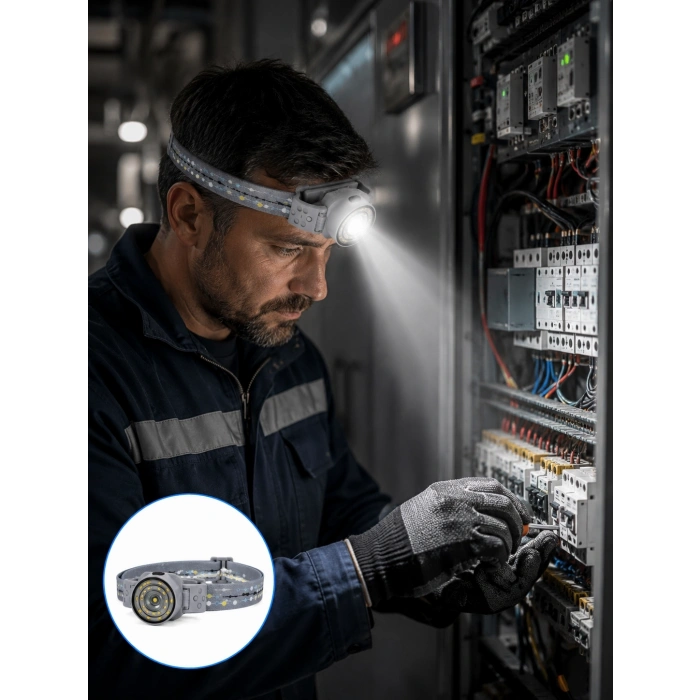 Mey İthalat® LED Kafa Feneri Ayarlanabilir Baş Bantlı Güçlü Aydınlatma Lambası