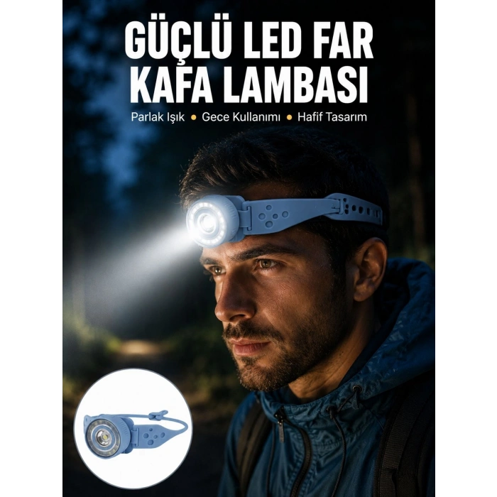 Mey İthalat® LED Kafa Lambası Kamp Yürüyüş ve Gece Kullanımı İçin Yeni Nesil