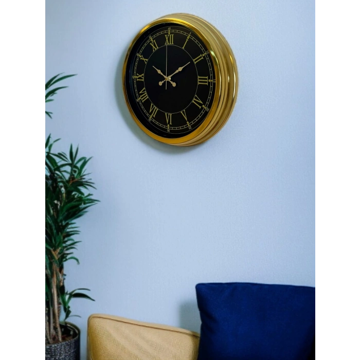 Mey İthalat® Luxury Gold 40 Cm Metal Duvar Saati