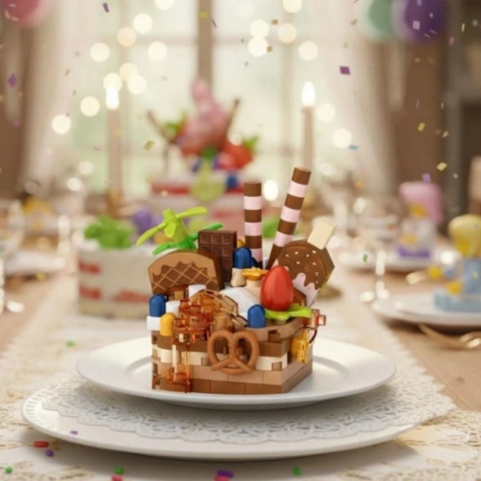 Mey İthalat® LZ-8642 ÇİKOLATALI PASTA 160 PARÇA BLOCK OYUNCAK-MİNİ POŞET