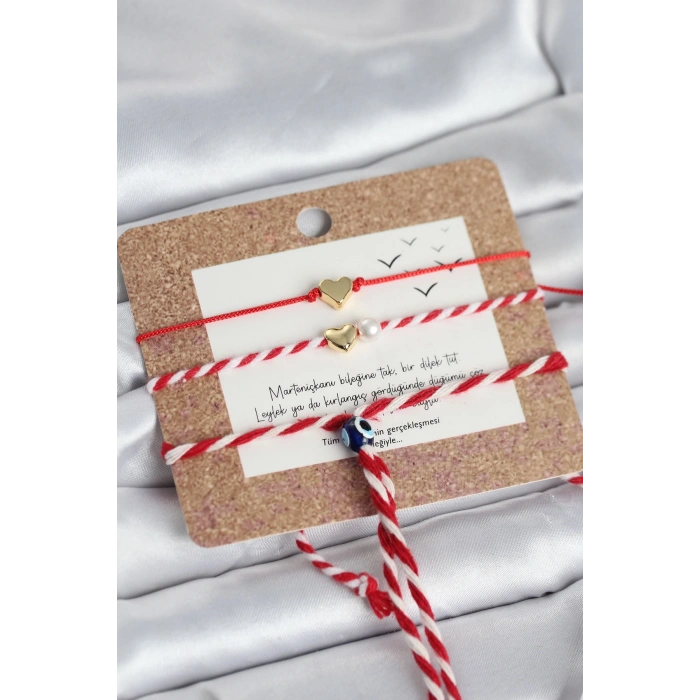 Mey İthalat® Marteniçka Bileklik 3lü Minimal Kalp Model