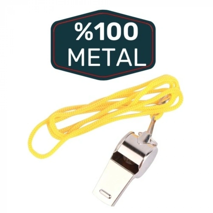 Mey İthalat® Metal Ipli Hakem ve Deprem Düdüğü (24lü)