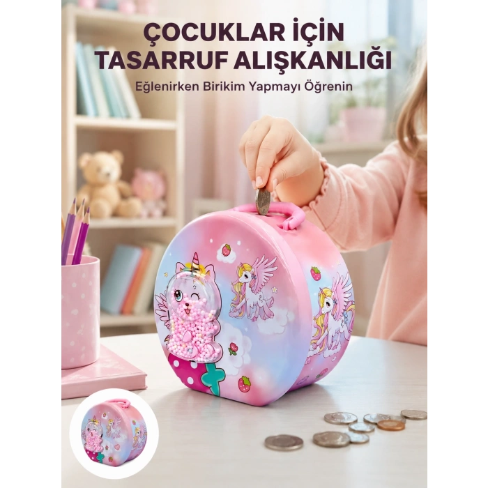 Mey İthalat® Mini Çocuk Para Kasası Güvenli Kilitli Birikim Kutusu