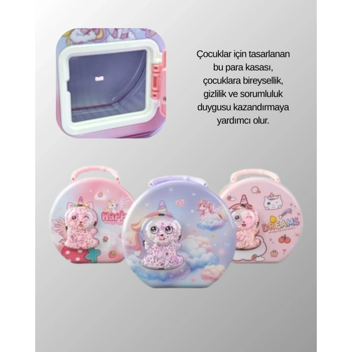 Mey İthalat® Mini Çocuk Para Kasası Güvenli Kilitli Birikim Kutusu
