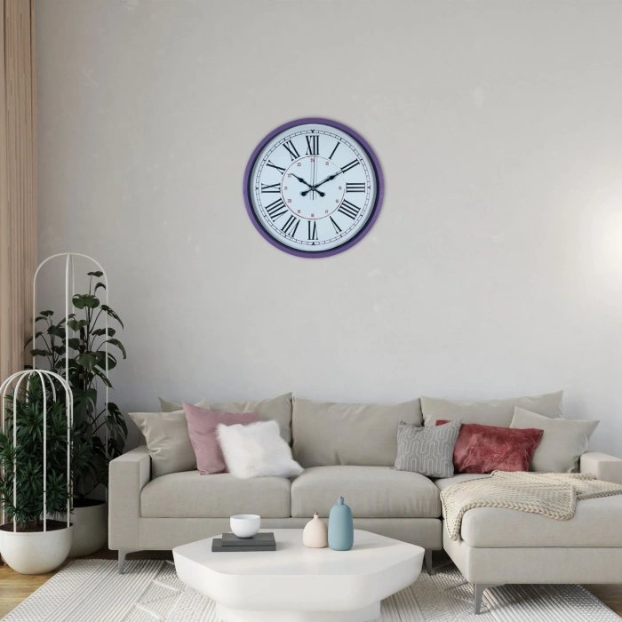 Mey İthalat® Mor Roma Rakamlı 36 Cm Duvar Saati