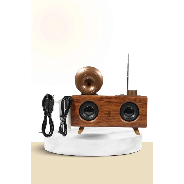 Mey İthalat® Nostaljik Radyo Bluetooth Bağlantılı Şarjlı Yüksek Ses Kaliteli