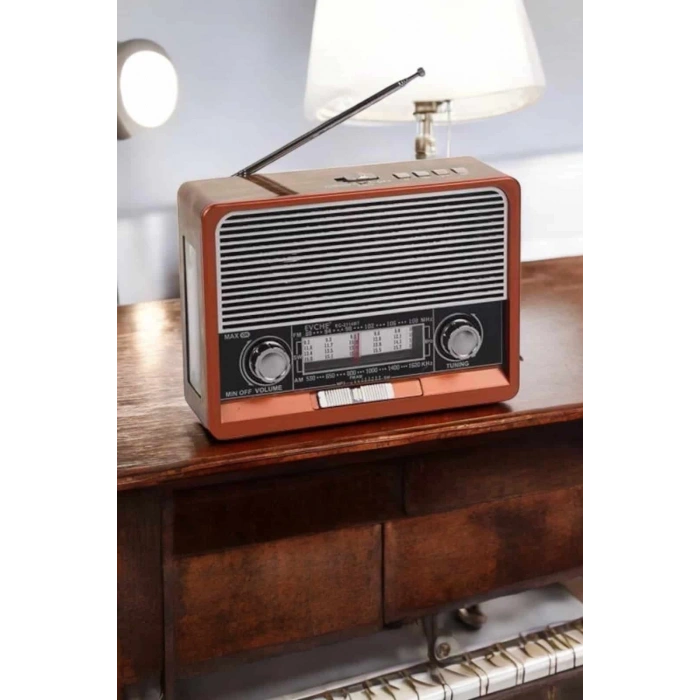 Mey İthalat® Nostaljik Radyo USB,AUX Ve SD Kart Girişli Bluetooth Bağlantılı