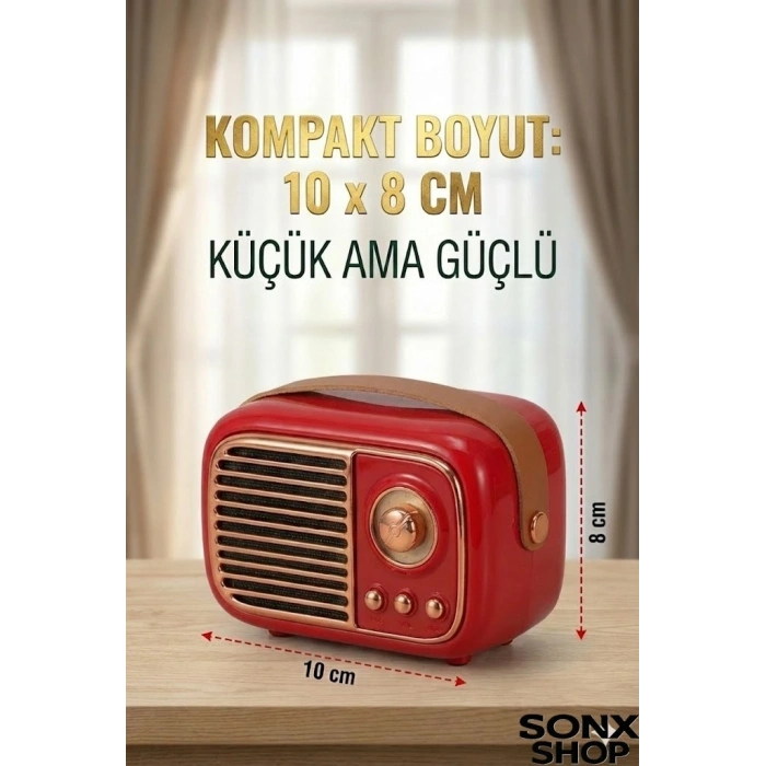 Mey İthalat®  Nostaljik Retro Bluetooth  - FM Radyo, USB ve Bluetooth Kablosuz Hoparlör