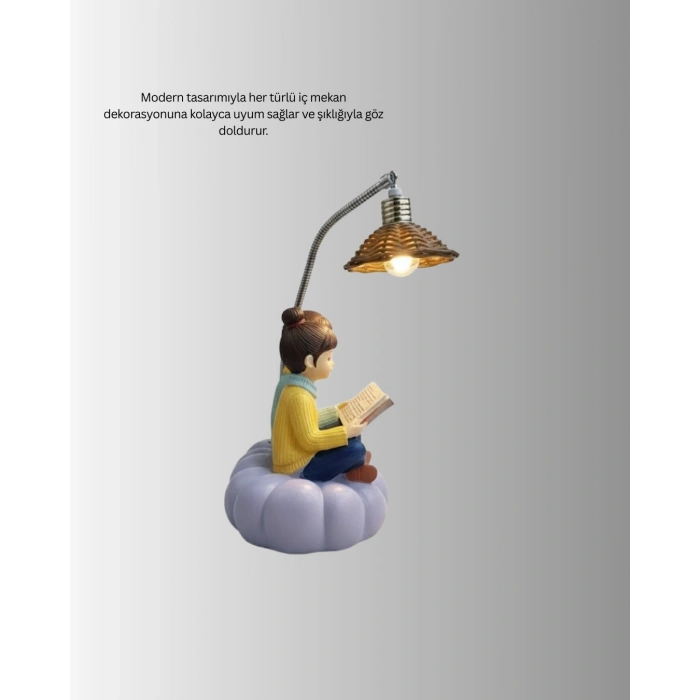 Mey İthalat® Okuyan Çift Figürlü Dekoratif Gece Lambası Hediye Seçeneği