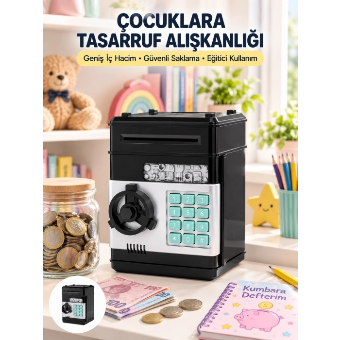 Mey İthalat® Otomatik Para Çeken Şifreli ATM Tasarımlı Kumbara