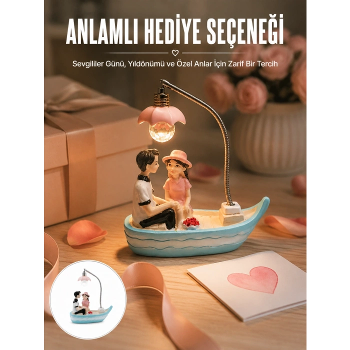 Mey İthalat® Oturan Çift Figürlü LED Masa Lambası Romantik Hediye Yeni Nesil