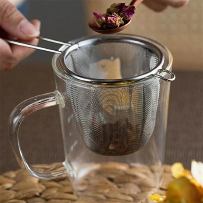 Mey İthalat® Paslanmaz Çelik Çay ve Kahve Süzgeci - İnce Gözenekli