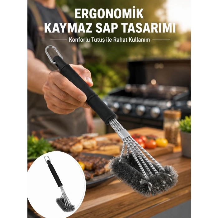Mey İthalat® Paslanmaz Çelik Telli Mangal Temizlik Fırçası Yeni Nesil