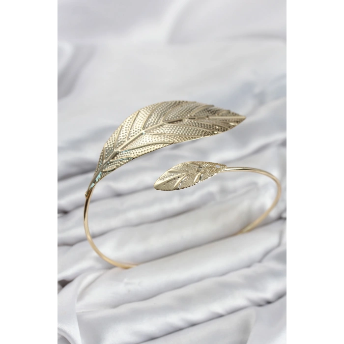 Mey İthalat® Pazu Bileklik Gold Renk Pirinç Yaprak Model