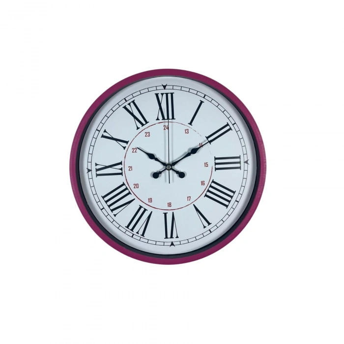 Mey İthalat® Pembe 36 Cm Dekoratif Duvar Saati