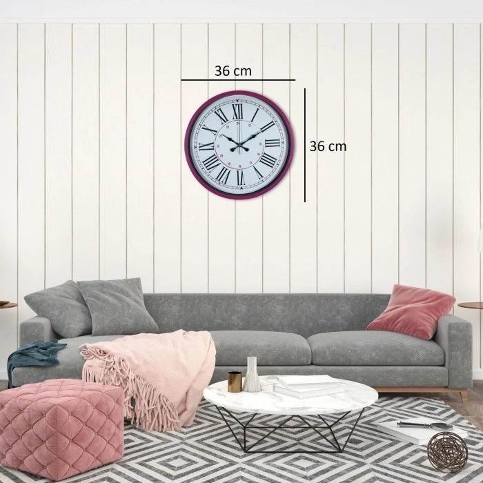 Mey İthalat® Pembe 36 Cm Dekoratif Duvar Saati