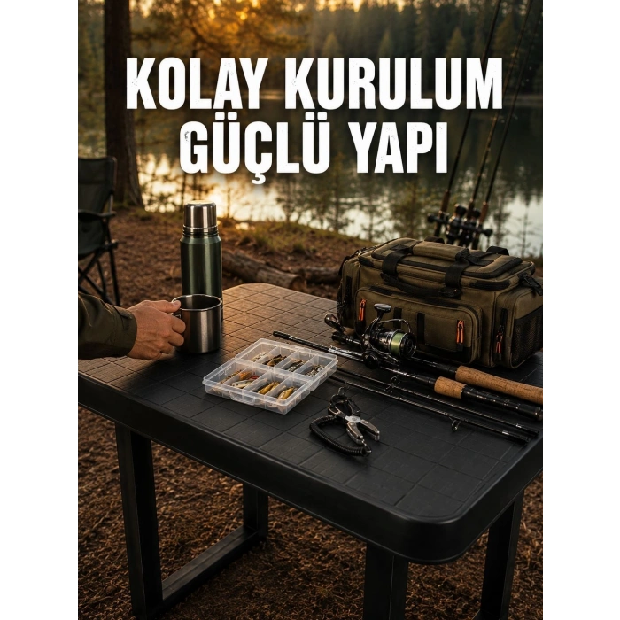 Mey İthalat® Pratik Katlanabilir Masa Kamp Piknik Bahçe ve Karavan Kullanımına Uygun