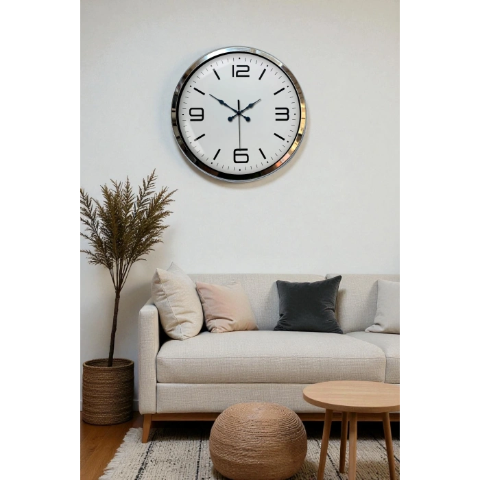 Mey İthalat® Prestij Krom Metal 40 Cm Duvar Saati