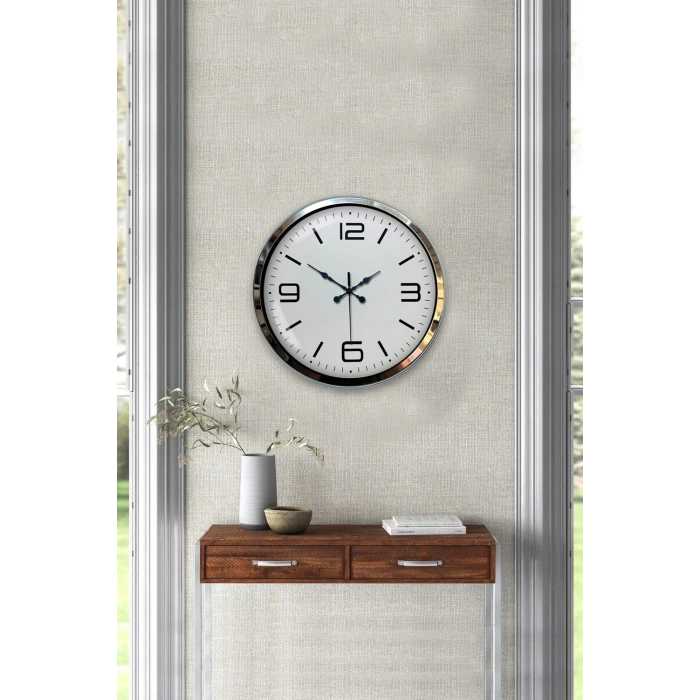 Mey İthalat® Prestij Krom Metal 40 Cm Duvar Saati