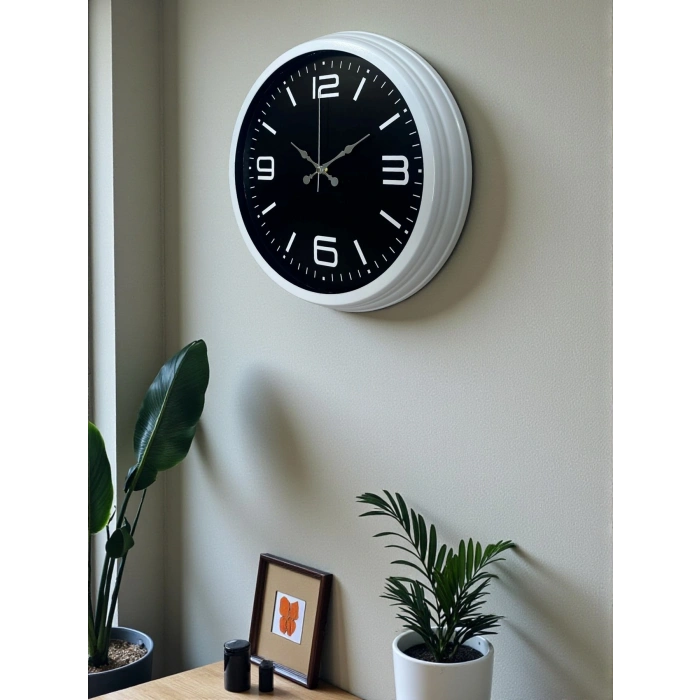 Mey İthalat® Prime White 40  Cm Metal Modern Duvar Saati