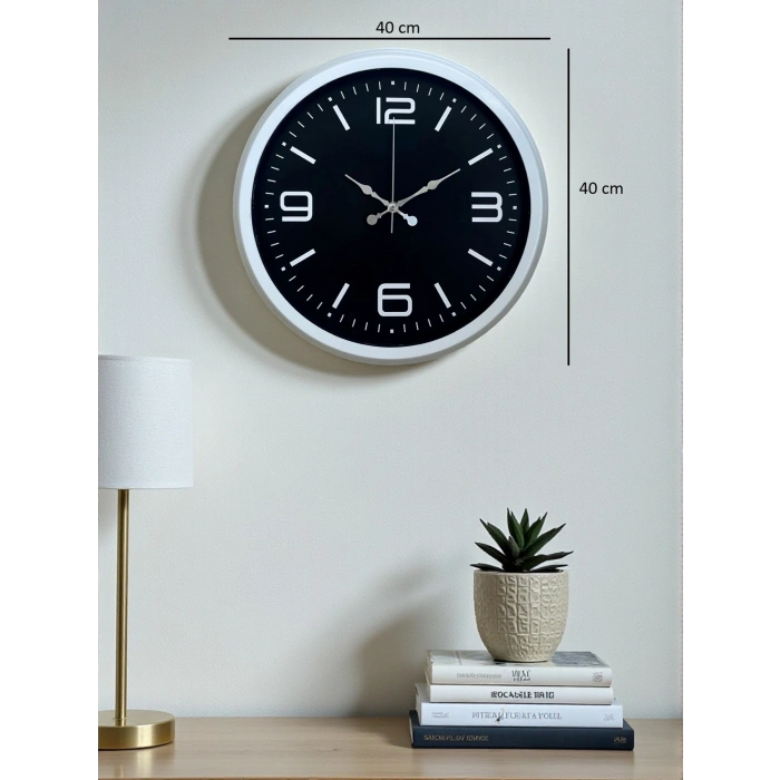 Mey İthalat® Prime White 40  Cm Metal Modern Duvar Saati