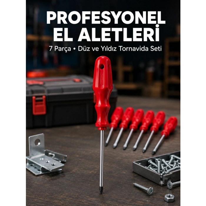 Mey İthalat® Profesyonel 7 Parça Tornavida Seti Ergonomik Saplı El Aleti