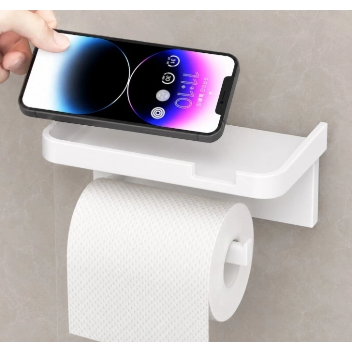 Mey İthalat® Raflı Yapışkanlı Tuvalet Kağıdı Askılığı
