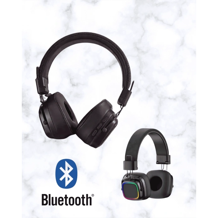 Mey İthalat® Renkli Işık Efektli Bluetooth 5.3 Müzik Kulaklığı Yeni Nesil