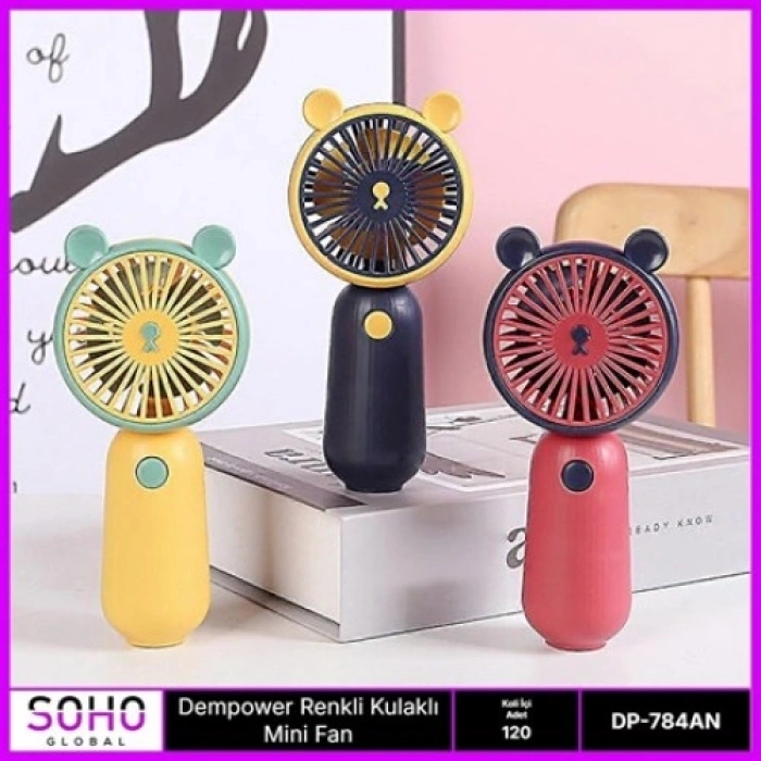 Mey İthalat® RENKLİ KULAKLI MİNİ FAN