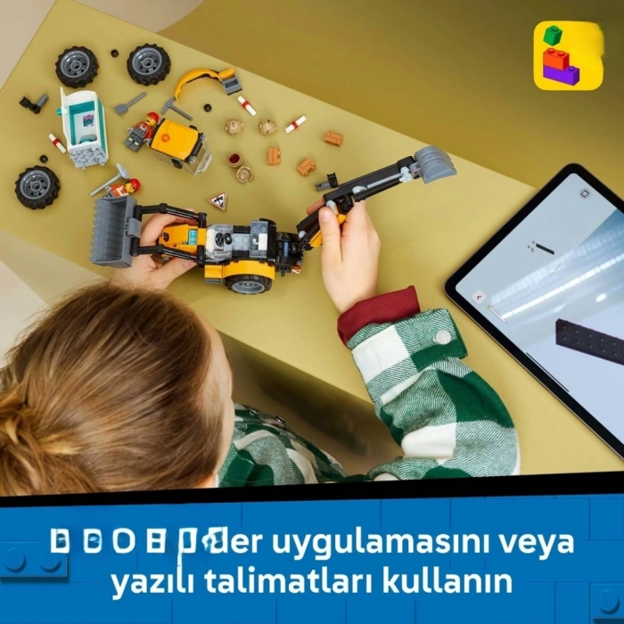 Mey İthalat® Sarı Kazıcı Yükleyici Yapım Oyuncağı 60480