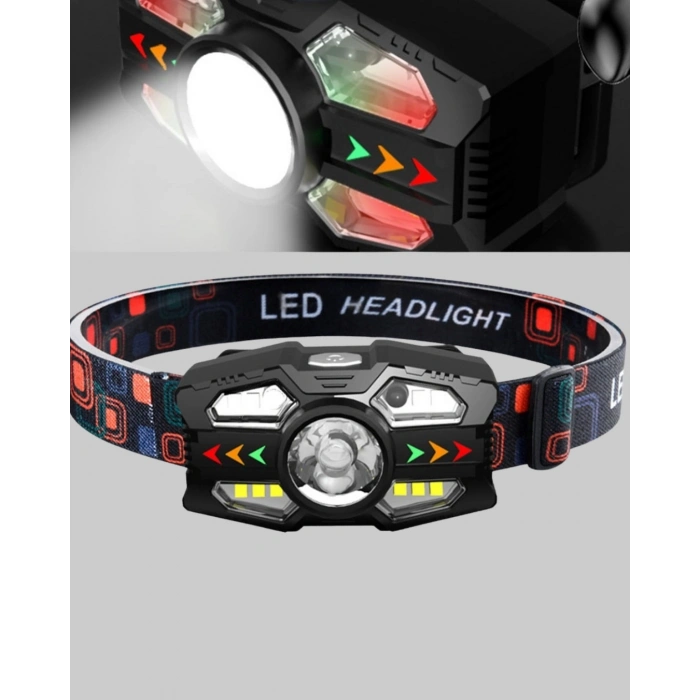 Mey İthalat® Şarj Edilebilir LED Far Hareket Sensörlü 5 Modlu Outdoor Yeni Nesil
