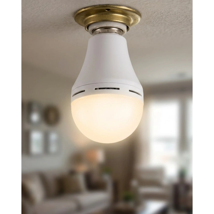 Mey İthalat® Şarjlı LED Ampul 6500K Soğuk Beyaz E27 Duy Enerji Tasarruflu