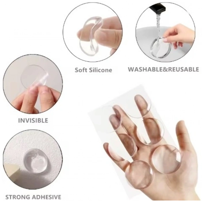 Mey İthalat® Şeffaf  Silikon Mobilya ve Kapı Durdurucu Darbe Pedi 6 lı