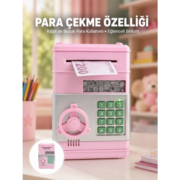 Mey İthalat® Şifreli Elektronik Para Biriktirme Kumbarası Büyük Kapasiteli