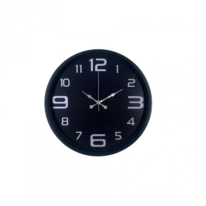 Mey İthalat® Siyah Modern 36 Cm Duvar Saati