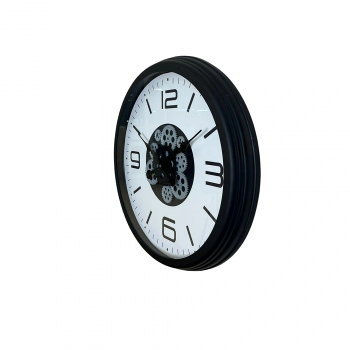 Mey İthalat® Siyah Şık 60 Cm Çarklı Duvar Saati