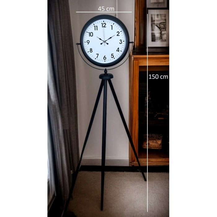 Mey İthalat® Siyah Tripod Ayaklı Dekoratif Saat