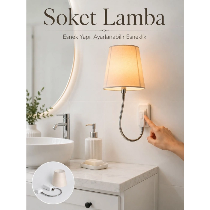 Mey İthalat® Soket Tipi Ayarlanabilir Başlıklı Dekoratif Gece Lambası