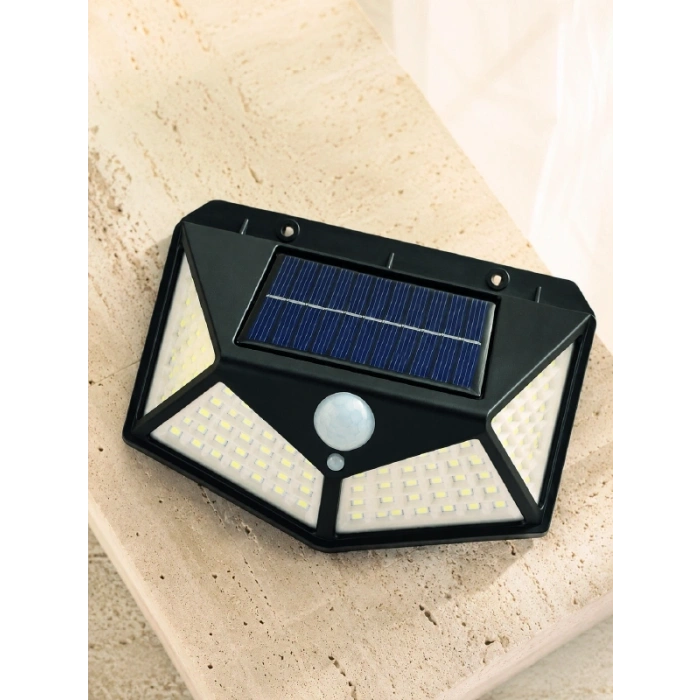 Mey İthalat® Solar LED Bahçe Aydınlatma Lambası 3 Işık Modlu Sensörlü Duvar Tipi Dış Mekan