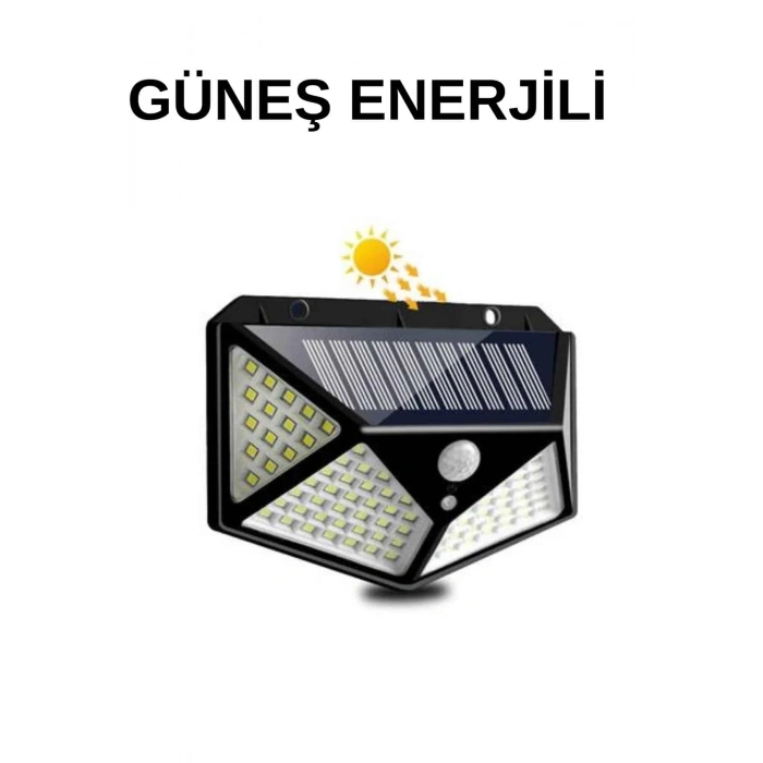 Mey İthalat® Solar Sensörlü Duvar Lambası Bahçe Lambaso Parlak Beyaz Işık Suya Dayanıklı