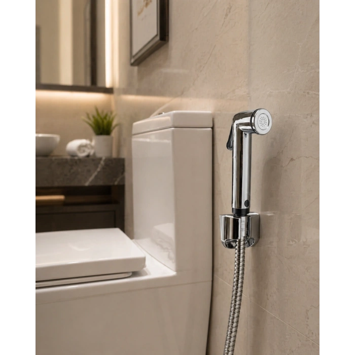 Mey İthalat® Su Tasarruflu Taharetmatik El Spreyi Stoplu Banyo Temizlik Seti