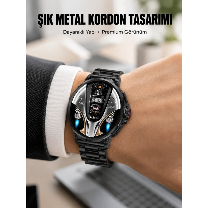 Mey İthalat® SW80 Akıllı Saat 1.93″ Ultra HD Ekran 700 mAh Batarya 3 Kordon Yeni Nesil