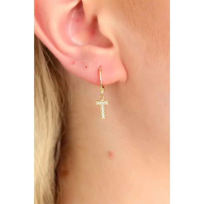 Mey İthalat® T Harf Bayan Küpe