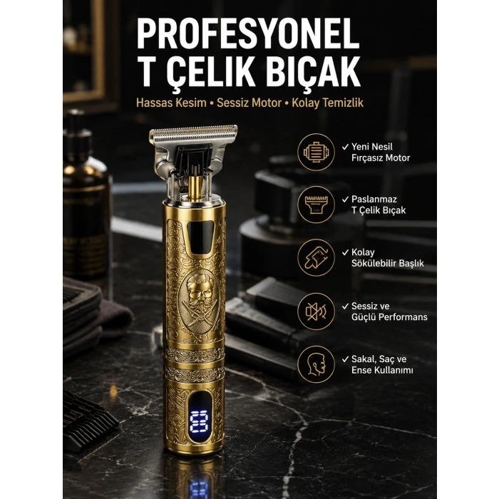 Mey İthalat® Tıraş Makinesi Çizik Tıraş Paslanmaz Çelik Uzun Ömürlü Şarjlı