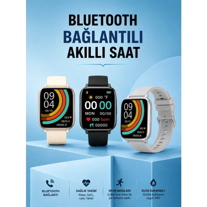 Mey İthalat® Titreşimli, Sağlık Takipli, Yeni Nesil Akıllı Saat  400mAh Batarya Kapasiteli