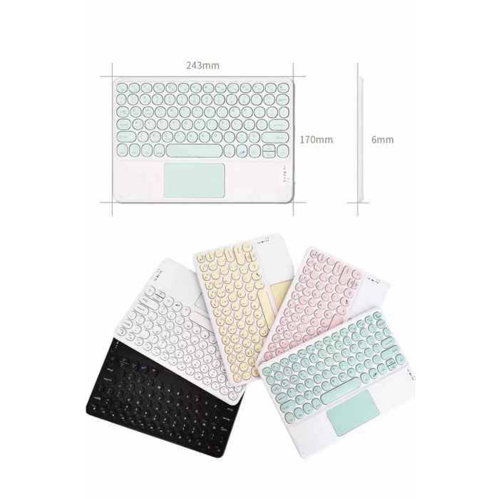 Mey İthalat® Touchpad Tüm Cihazlara Uyumlu Bluetooth Klavye Touchpad Slim Kablosuz Wifi Q Klavye