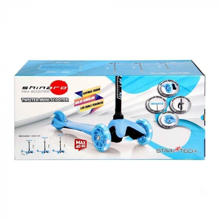 Mey İthalat® Twist Işıklı Scooter Mavi 40 Kg Kadar