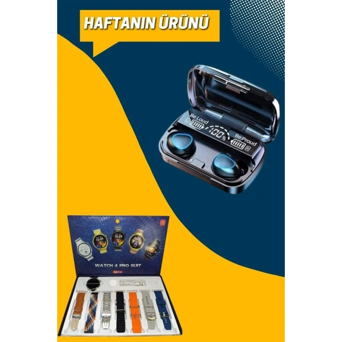 Mey İthalat® Ucuz Kaliteli Yeni Nesil 7 Kordonlu Akıllı Saat ve Kablosuz Bluetooth Kulaklık ANC Özelliği