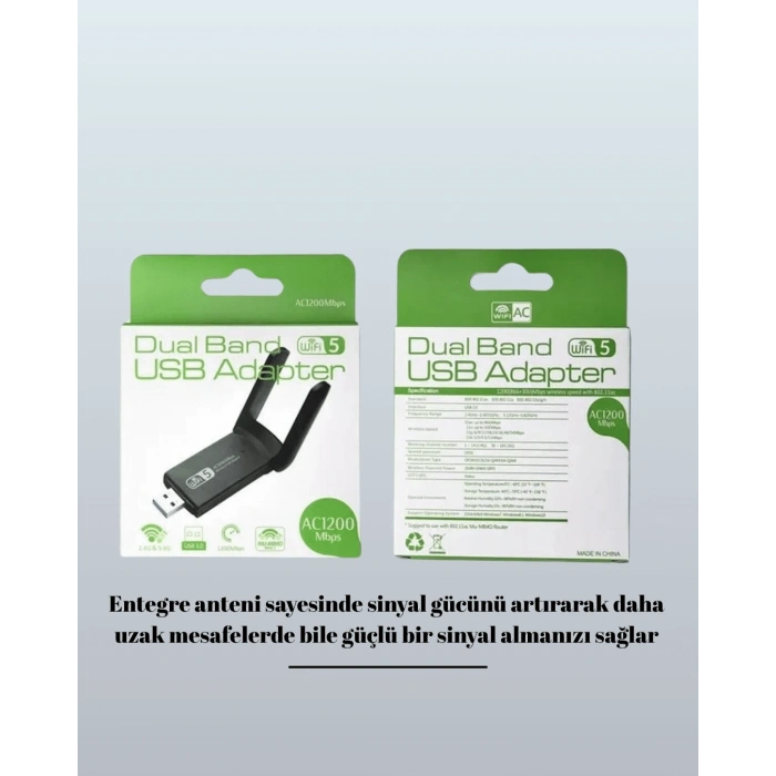 Mey İthalat® USB WiFi Adaptör – 1200 Mbps Hız