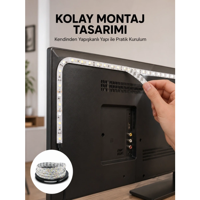 Mey İthalat® Uzaktan Kumandalı LED TV Arka Işık Şeridi Yeni Nesil